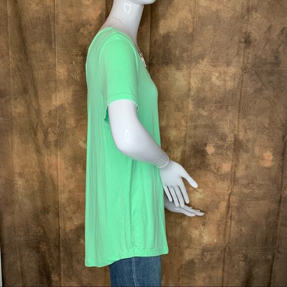 JM Collection NWT Low cross laced back Top Short Sleeve Size M Pistachio Green - Picture 9 of 12